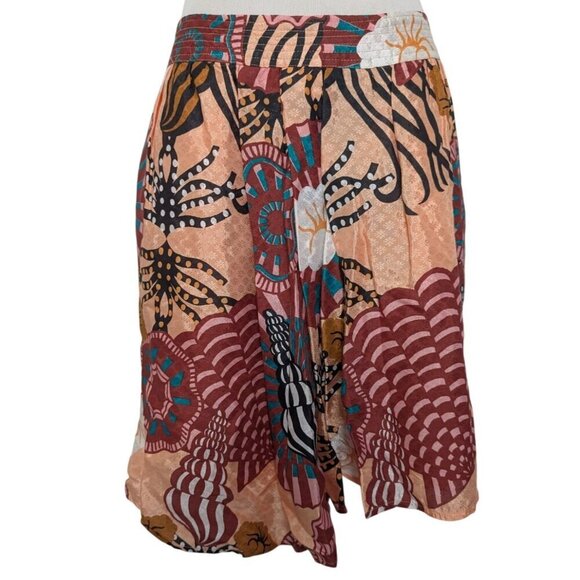 Scotch & Soda Sun Ray Asymmetrical Skirt Womens Size Medium Tan Floral Short - Picture 2 of 13